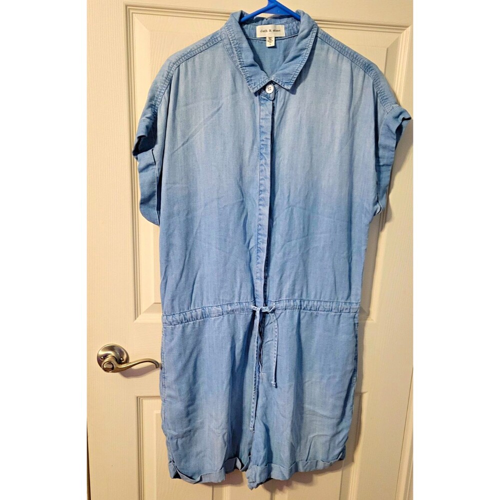 Cloth & Stone Tencel Romper Lt Wash Denim Chambray Utility Size L C8804-549-945